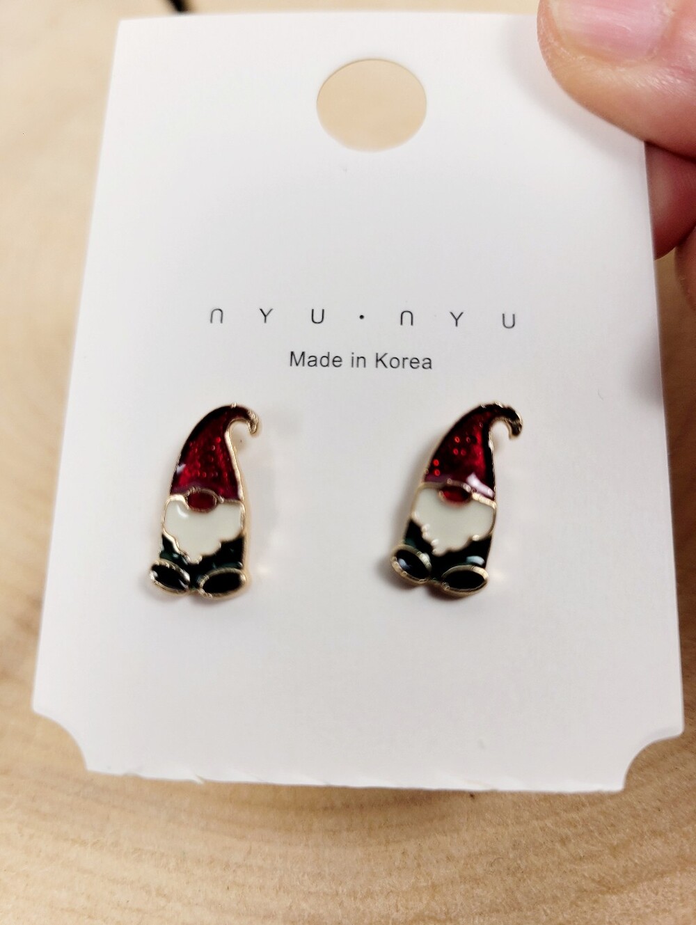 Brand New Gold Tone Gnome Christmas Stud Earrings